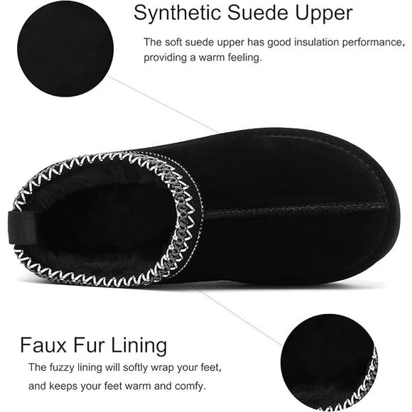 NWT SMajong Women Winter Snow Boots Home Slippers ,Black-8 - Picture 3 of 6